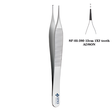Adson Tissue Forceps 1x2 Teeth 12cm | Adson Dressing Forceps - SF-05-280