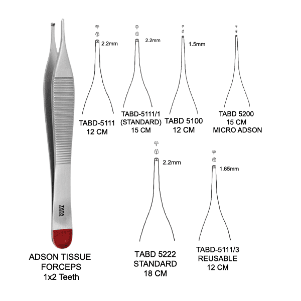 ADSON-TISSUE-FORCEPS-1x2-Teeth.png Adson Tissue Forceps 1x2 Teeth - Best 12cm Skin Tool - Image 1