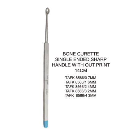 Bone Curette Single Ended Sharp Handle With Out Print