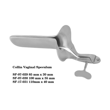 Collin Vaginal Speculum SF-17-029 85mm x 30mm Self-Retaining German Stainless Steel - SFKS SURGICAL