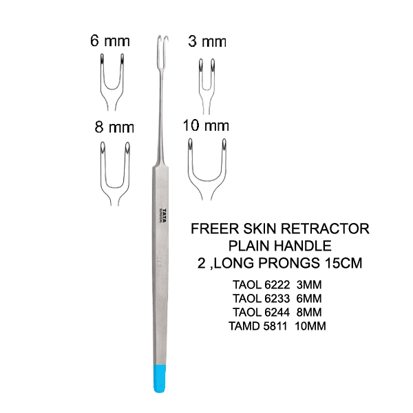 FREER-SKIN-RETRACTOR-PLAIN-HANDLE-2-LONG-PRONGS-15CM.png Freer Skin Retractor - Plain Handle, Long Prongs, 15Cm - Image 1