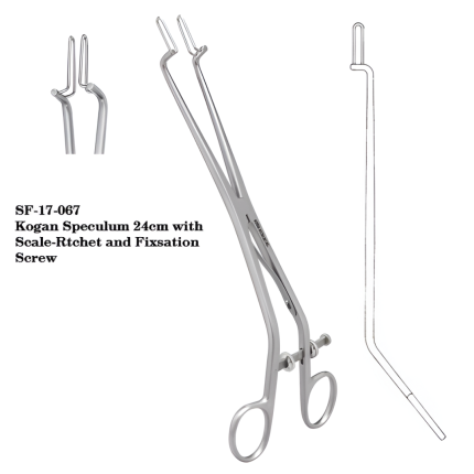 Kogan Endocervical Speculum 24cm - With Scale & Ratchet Fixing Screw - Cervix Specula