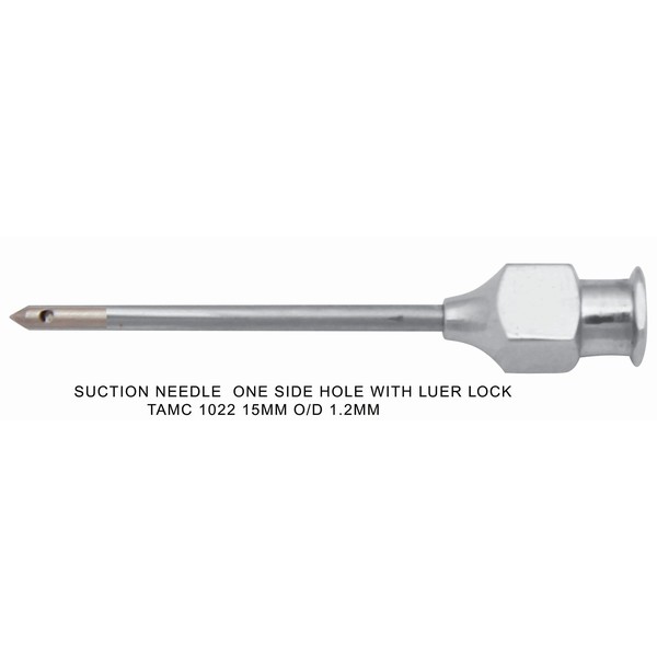 Suction-needle-one-side-hole-with-luer-lock-15MM-TAMC-1022.jpg Suction Needle One Side Hole 15mm - Image 1