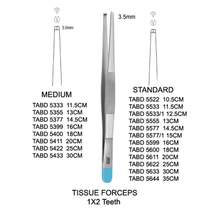 Tissue Forceps 1X2 Teeth - Best Standard Surgical Kit