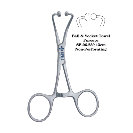 Ball & Socket Towel Forceps 13cm Non-Perforating
