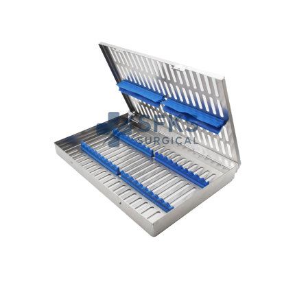 SF-09-254 Sterilization Cassette Tray For 10 Instruments Stainless Steel Dental Autoclave Cassette 10 Pcs Manufacturer Exporter SFKS Surgical Pakistan Factory Price
